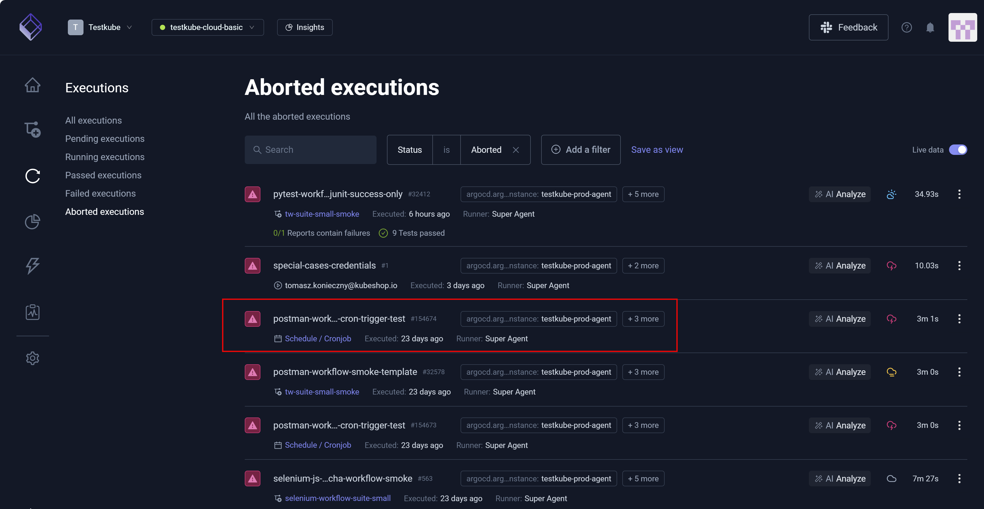 Aborted Executions